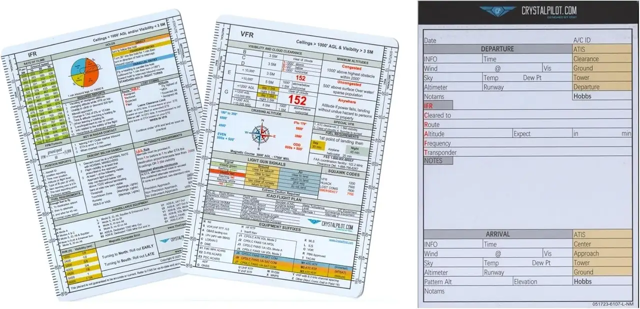 Crystal Pilot Medium VFR/IFR Cheat Sheet & Flight Planning Notepad